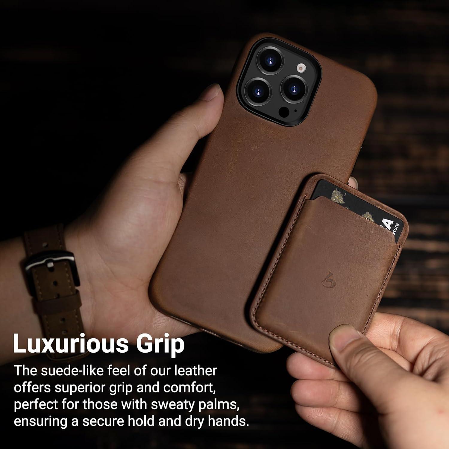 Funda de Cuero Belemay para iPhone 16 Pro MagSafe Vintage