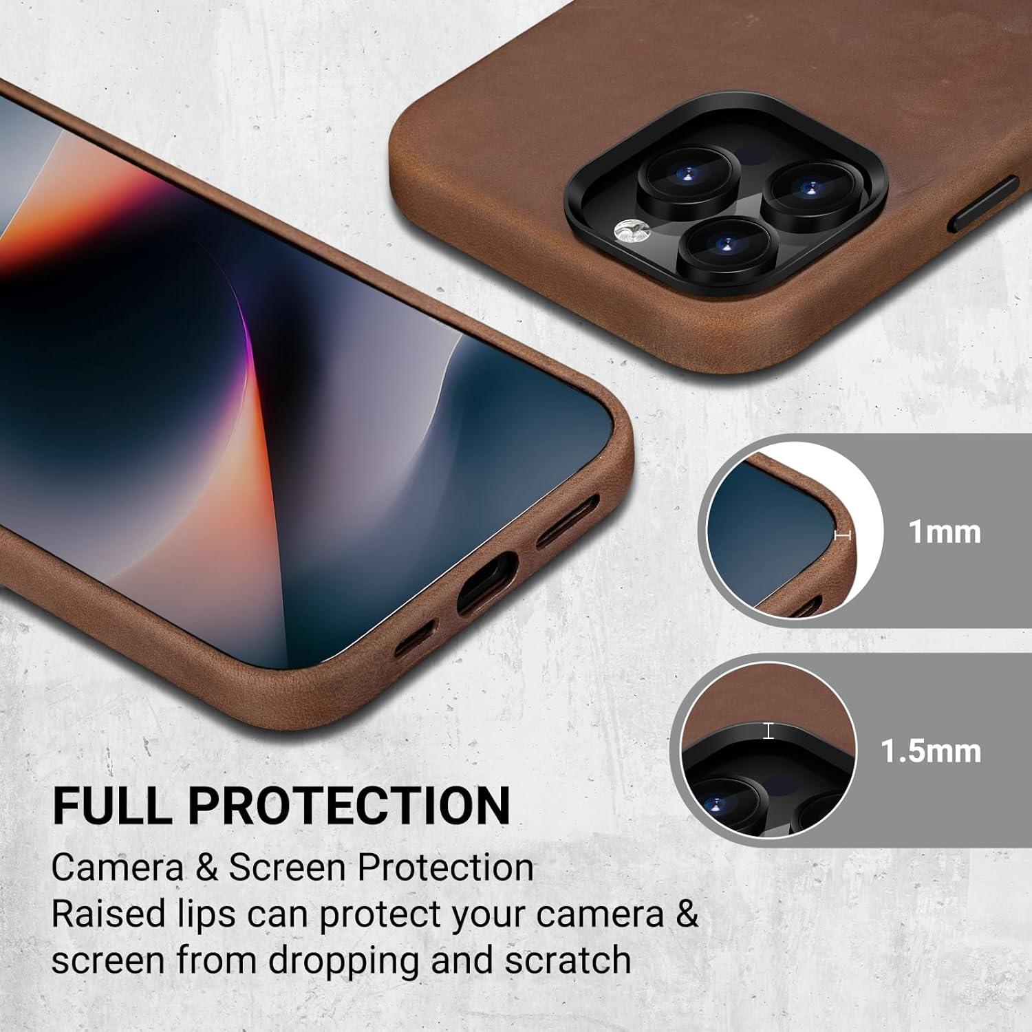 Funda de Cuero Belemay para iPhone 16 Pro MagSafe Vintage