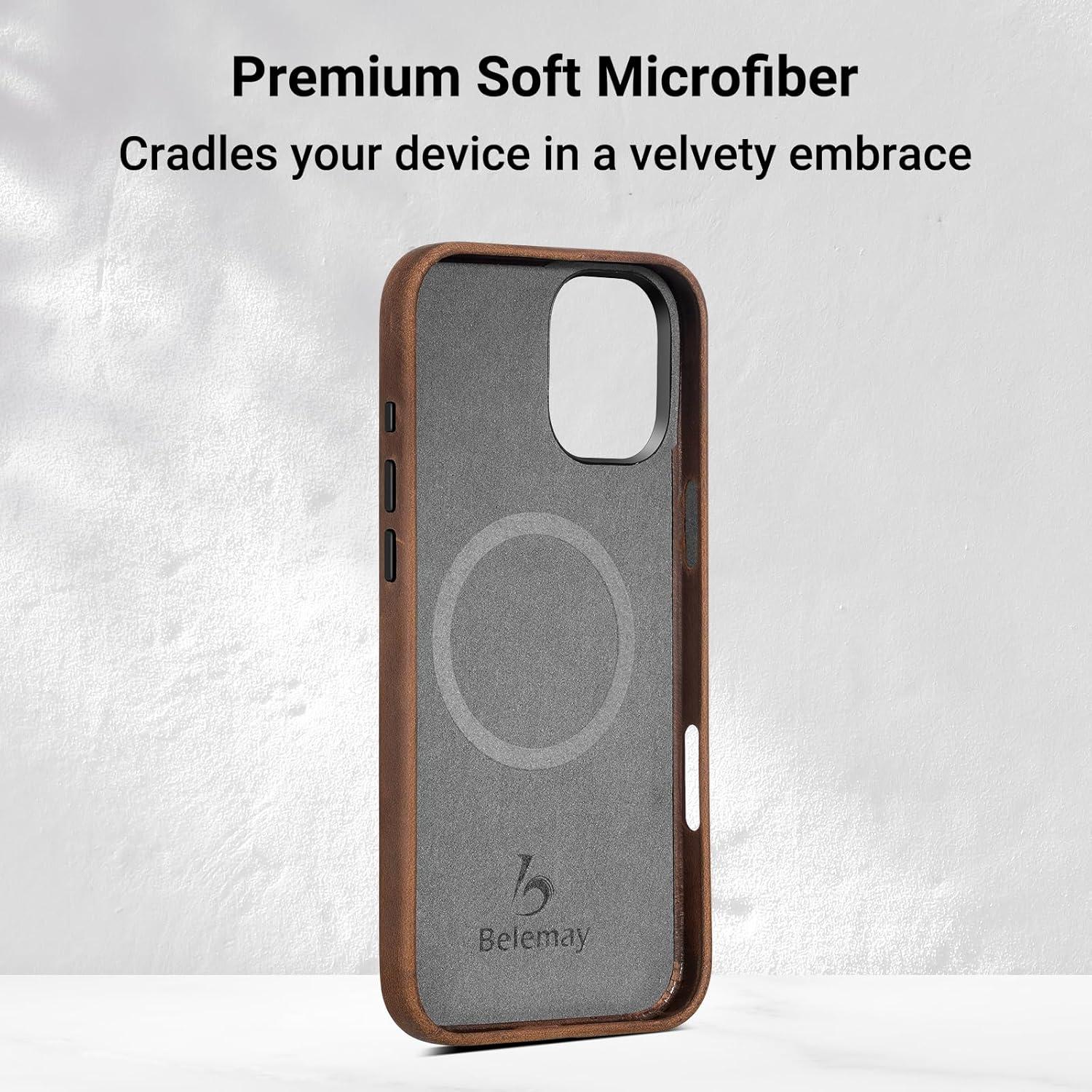 Funda de Cuero Belemay para iPhone 16 Pro MagSafe Vintage