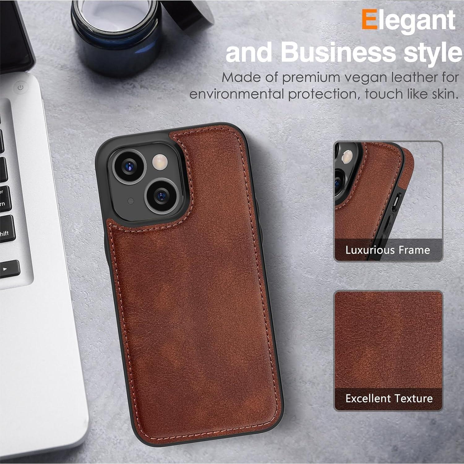 Funda de Cuero LOHASIC para iPhone 15 6.1" Magnética Marrón