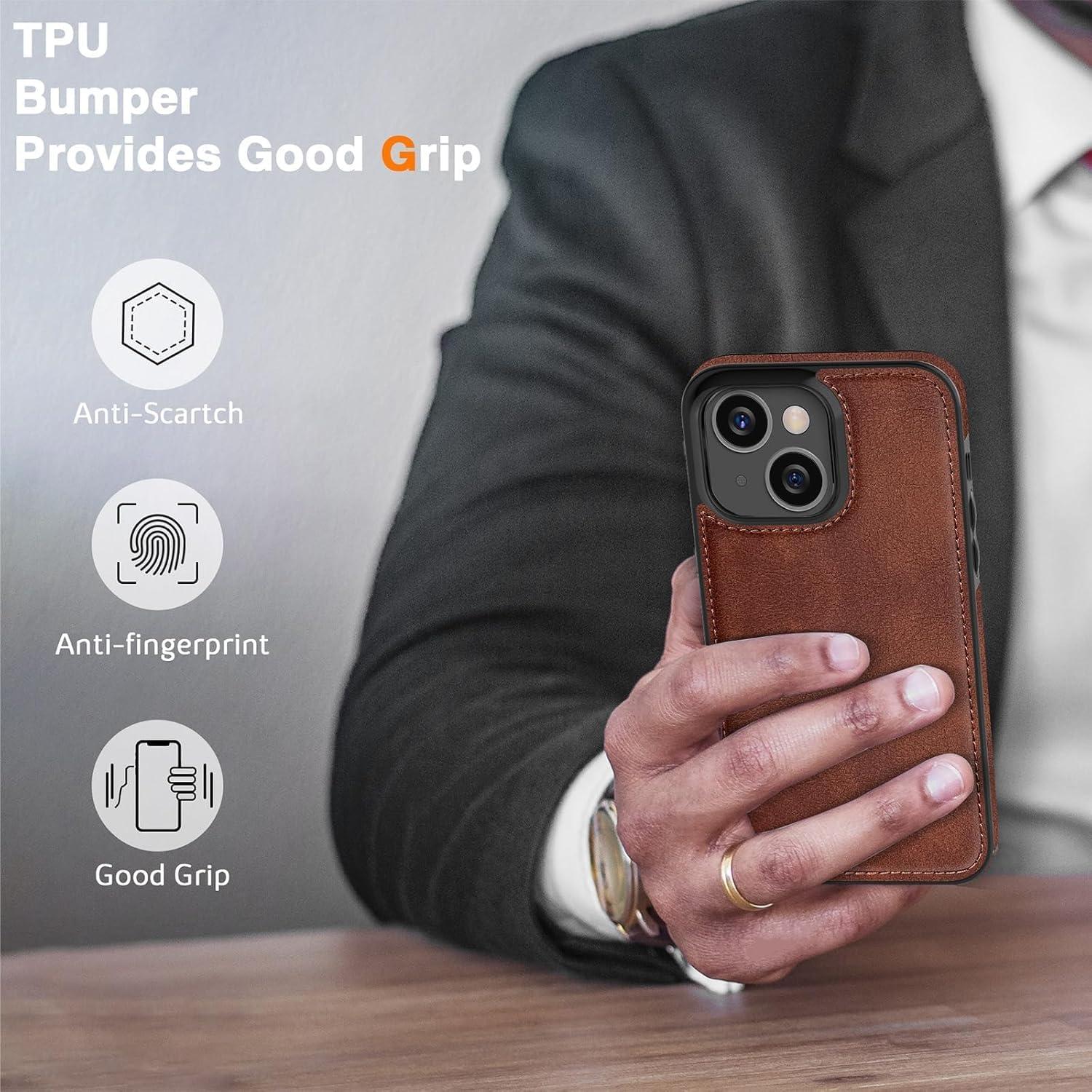 Funda de Cuero LOHASIC para iPhone 15 6.1" Magnética Marrón