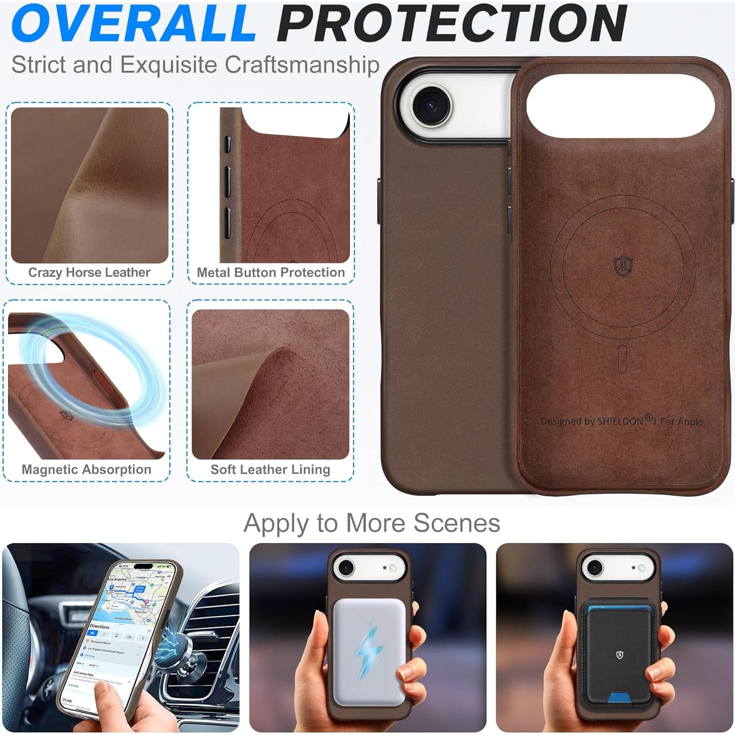 Funda SHIELDON para iPhone Air 6.5" 2025 Cuero Crazy Horse