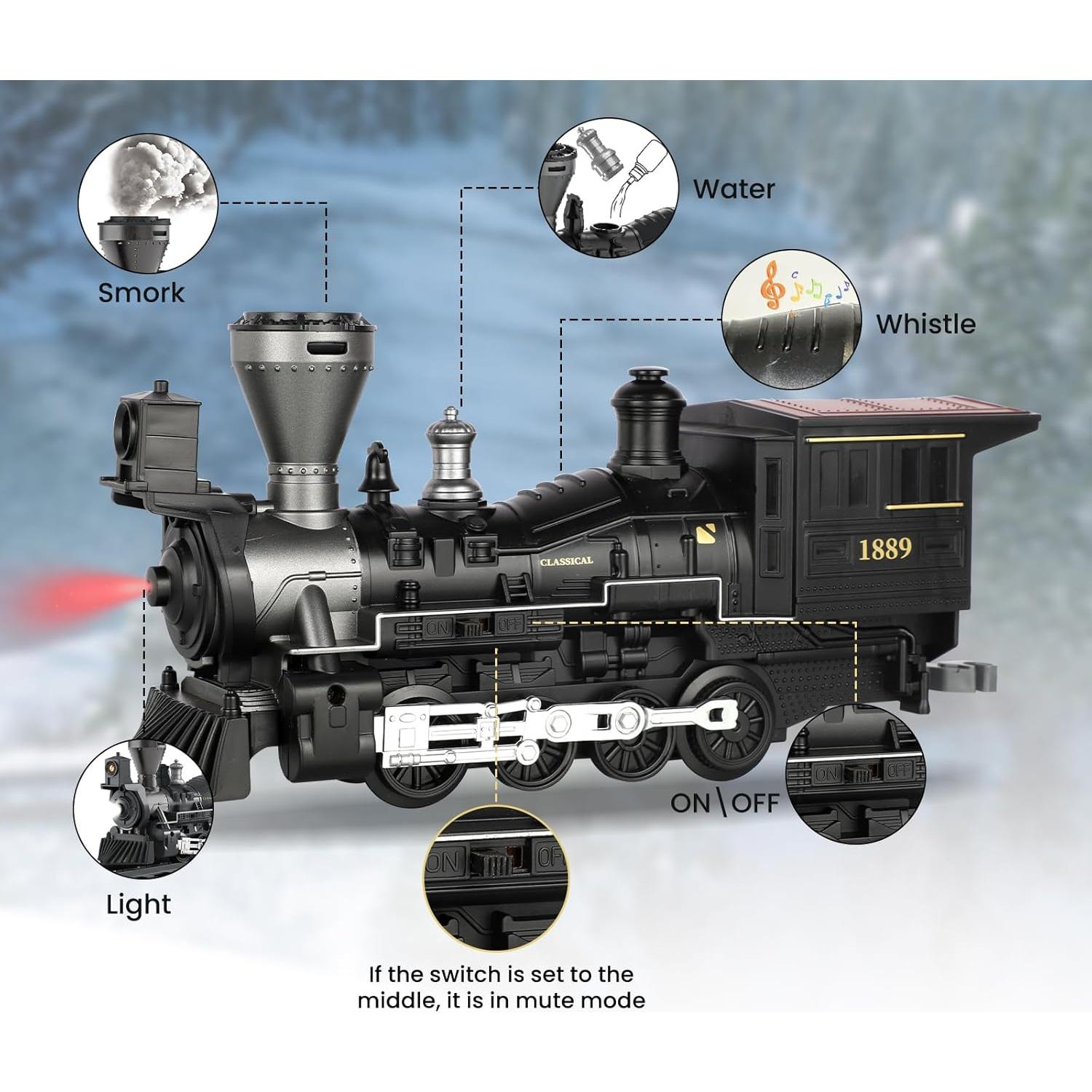 Tren Eléctrico Clásico OLIUGEI con Vapor y Sonido 1.5kg