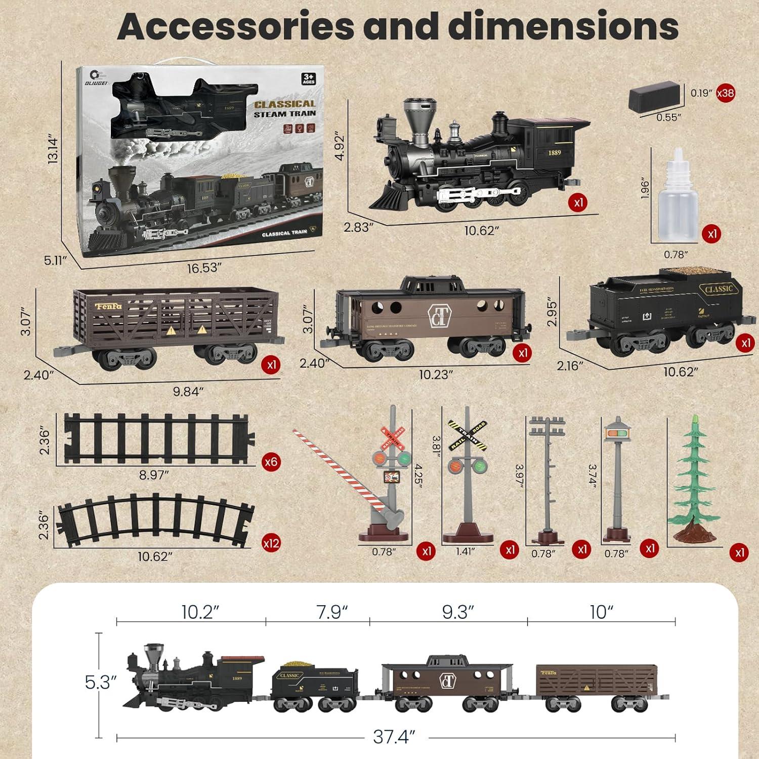Tren Eléctrico Clásico OLIUGEI con Vapor y Sonido 1.5kg