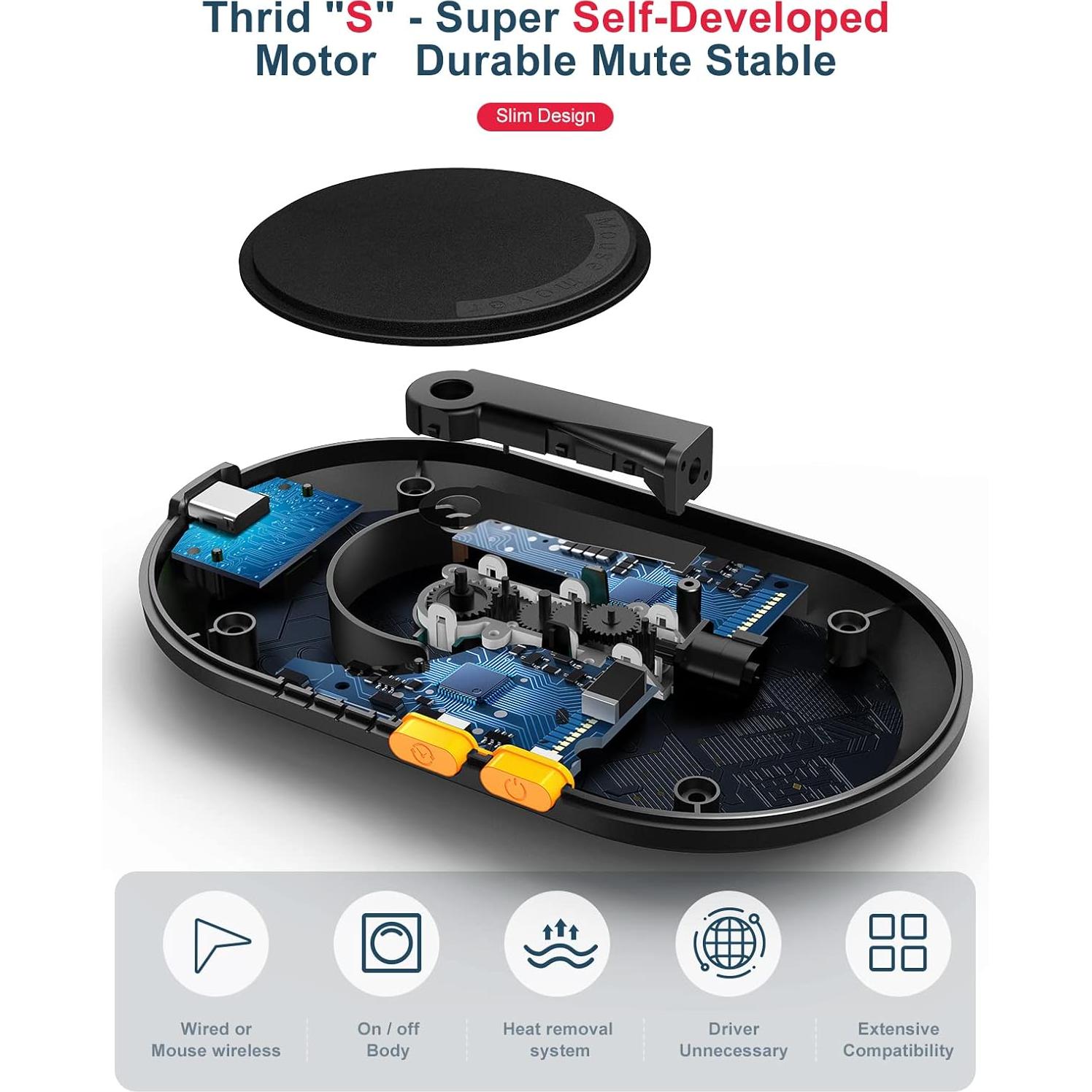 Undetectable Mechanical Mouse Jiggler, Ultra-Slim Mouse Mover, with Random Interval Timer, Driver-Free Mouse Wiggler Shaker Silently（Dark Blue）