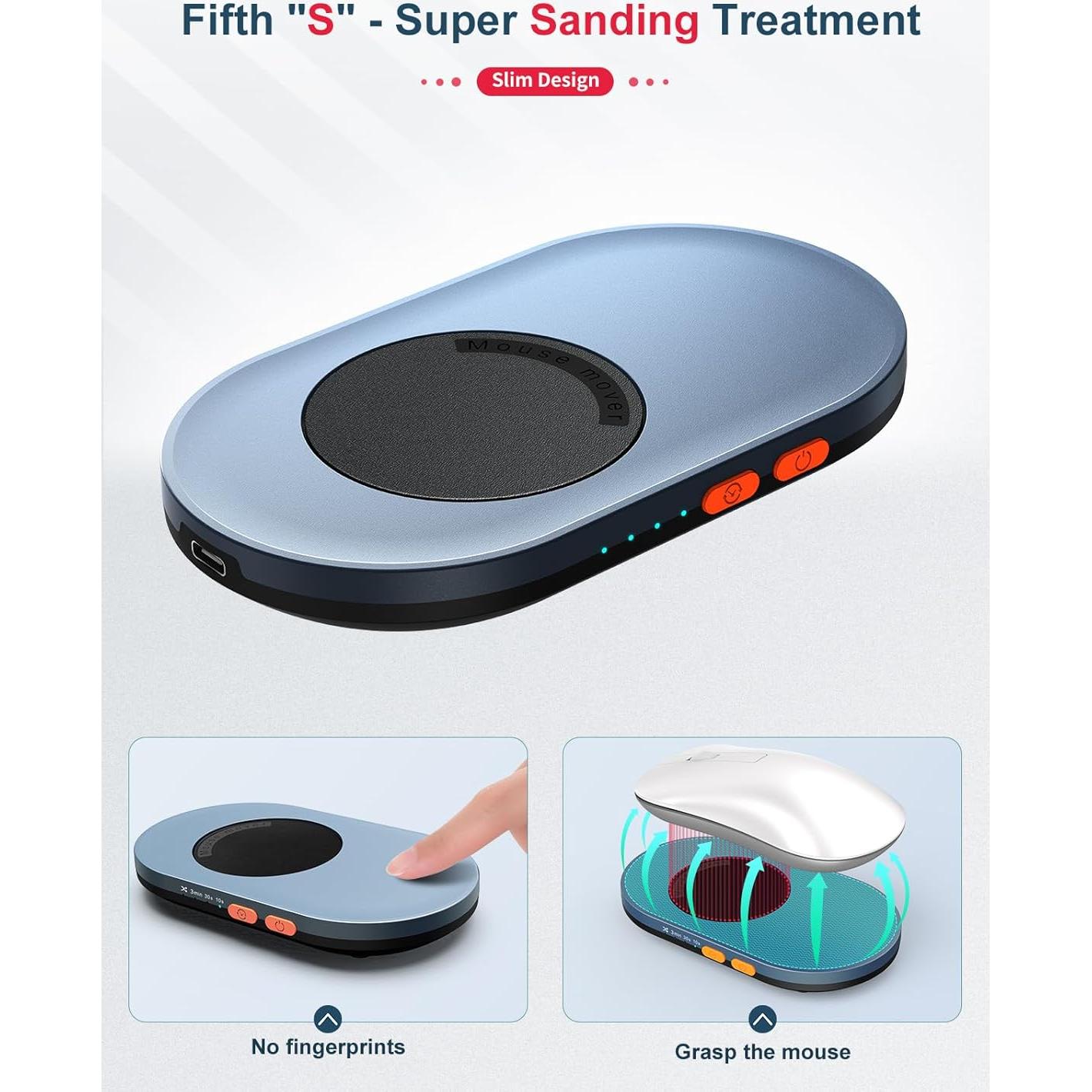 Undetectable Mechanical Mouse Jiggler, Ultra-Slim Mouse Mover, with Random Interval Timer, Driver-Free Mouse Wiggler Shaker Silently（Dark Blue）