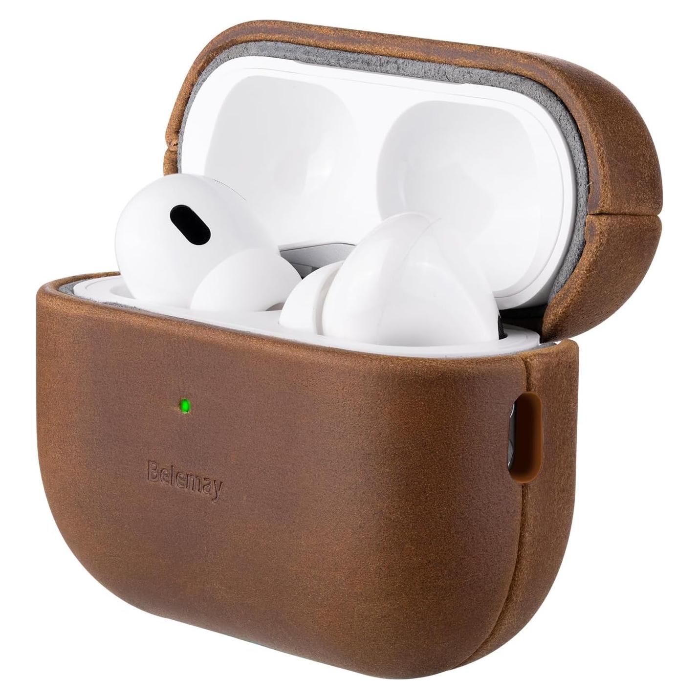 Funda de Cuero Crazy Horse Belemay para AirPods Pro 3ra Gen