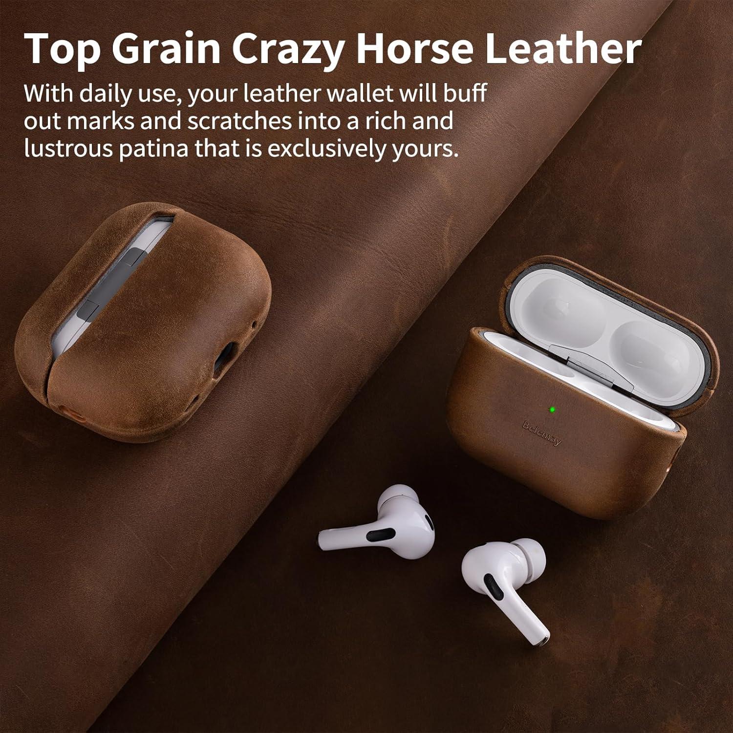 Funda de Cuero Crazy Horse Belemay para AirPods Pro 3ra Gen