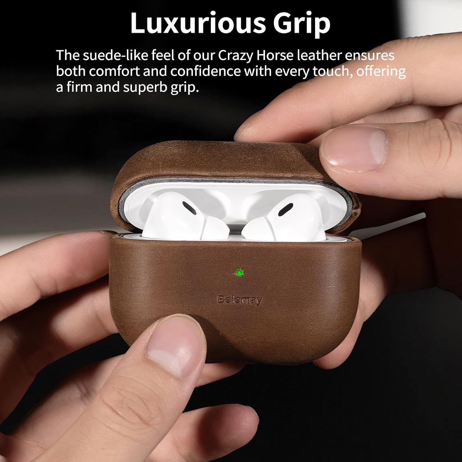 Funda de Cuero Crazy Horse Belemay para AirPods Pro 3ra Gen