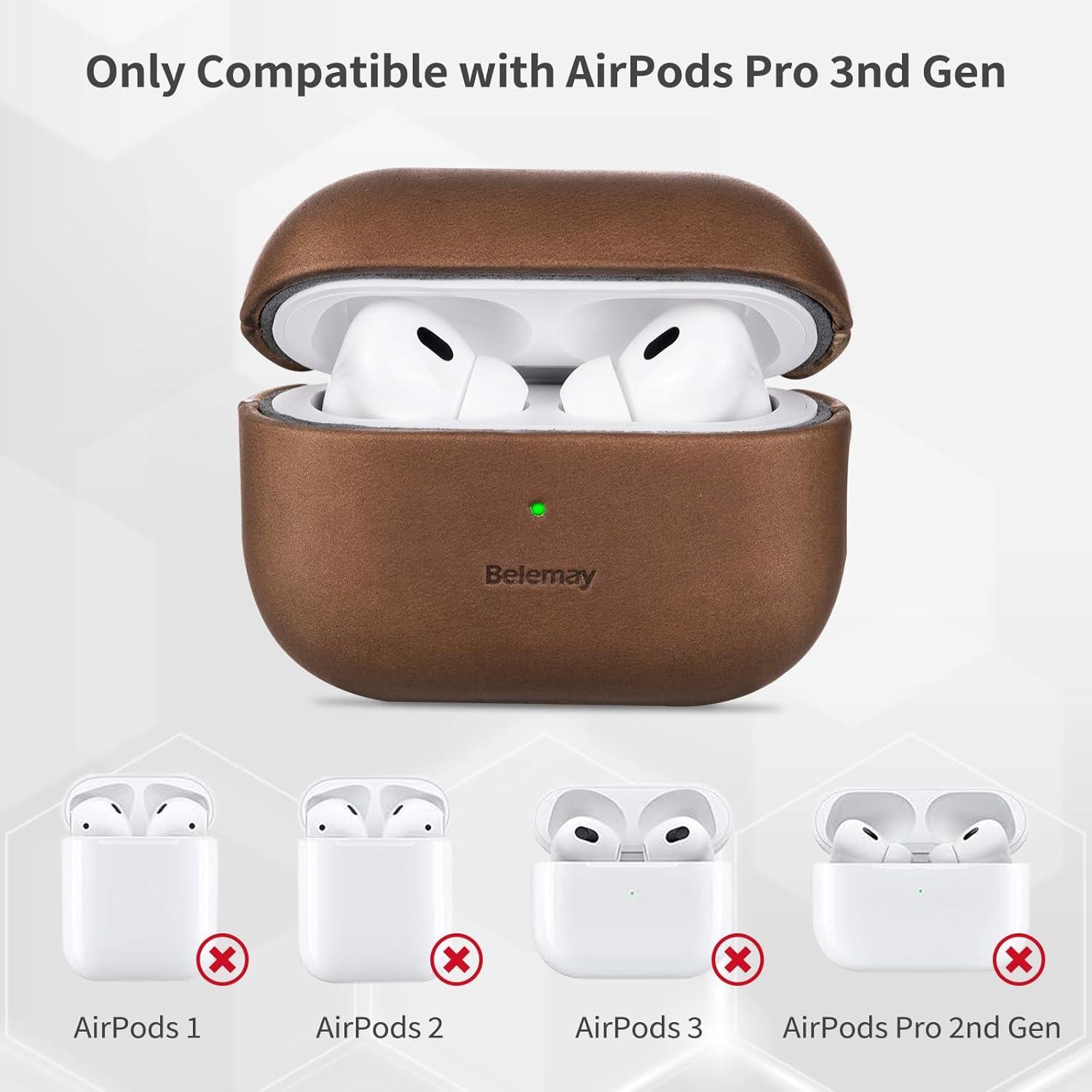 Funda de Cuero Crazy Horse Belemay para AirPods Pro 3ra Gen