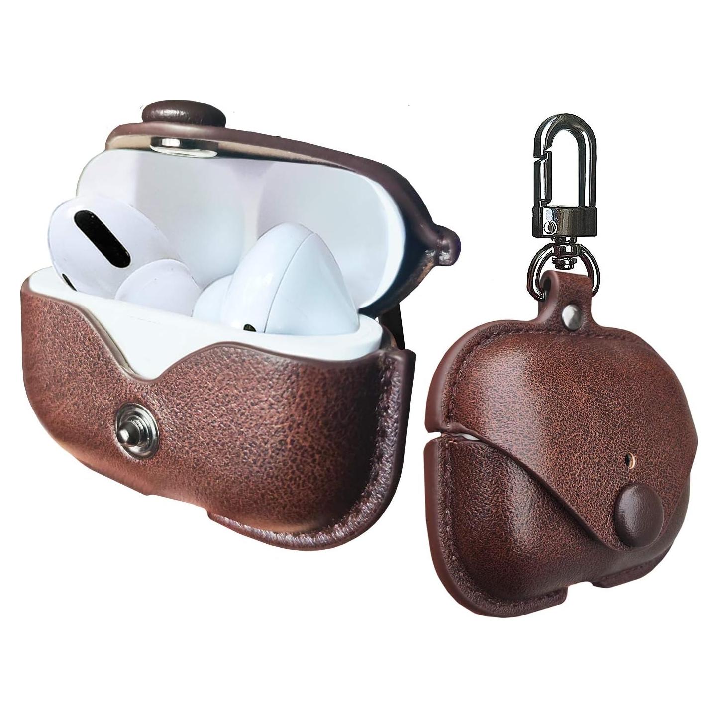 Funda de Carga de Cuero para AirPods Pro Modos Lógicos - Marrón