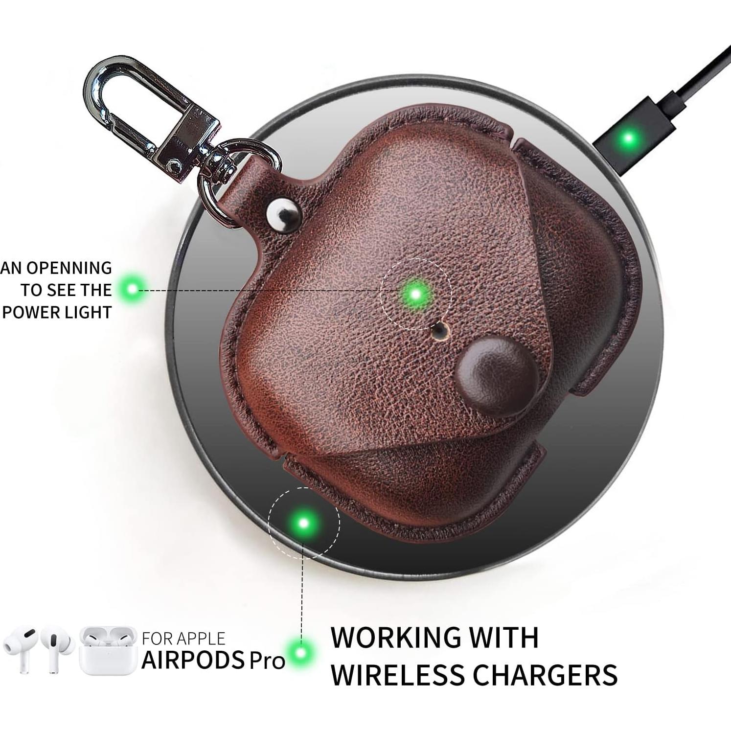 Funda de Carga de Cuero para AirPods Pro Modos Lógicos - Marrón