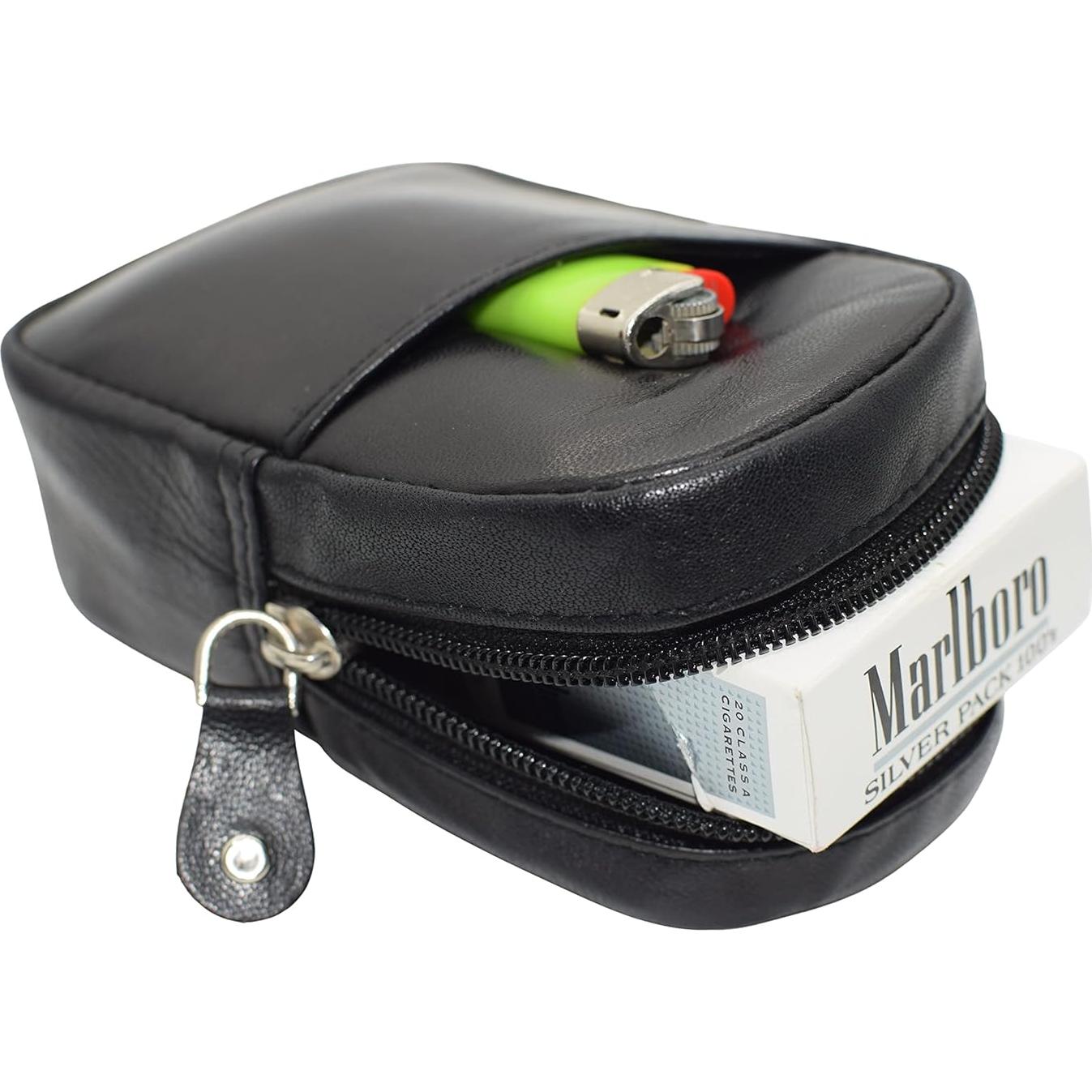 Funda de Cigarrillos de Cuero Genuino Marshal 100's Negra
