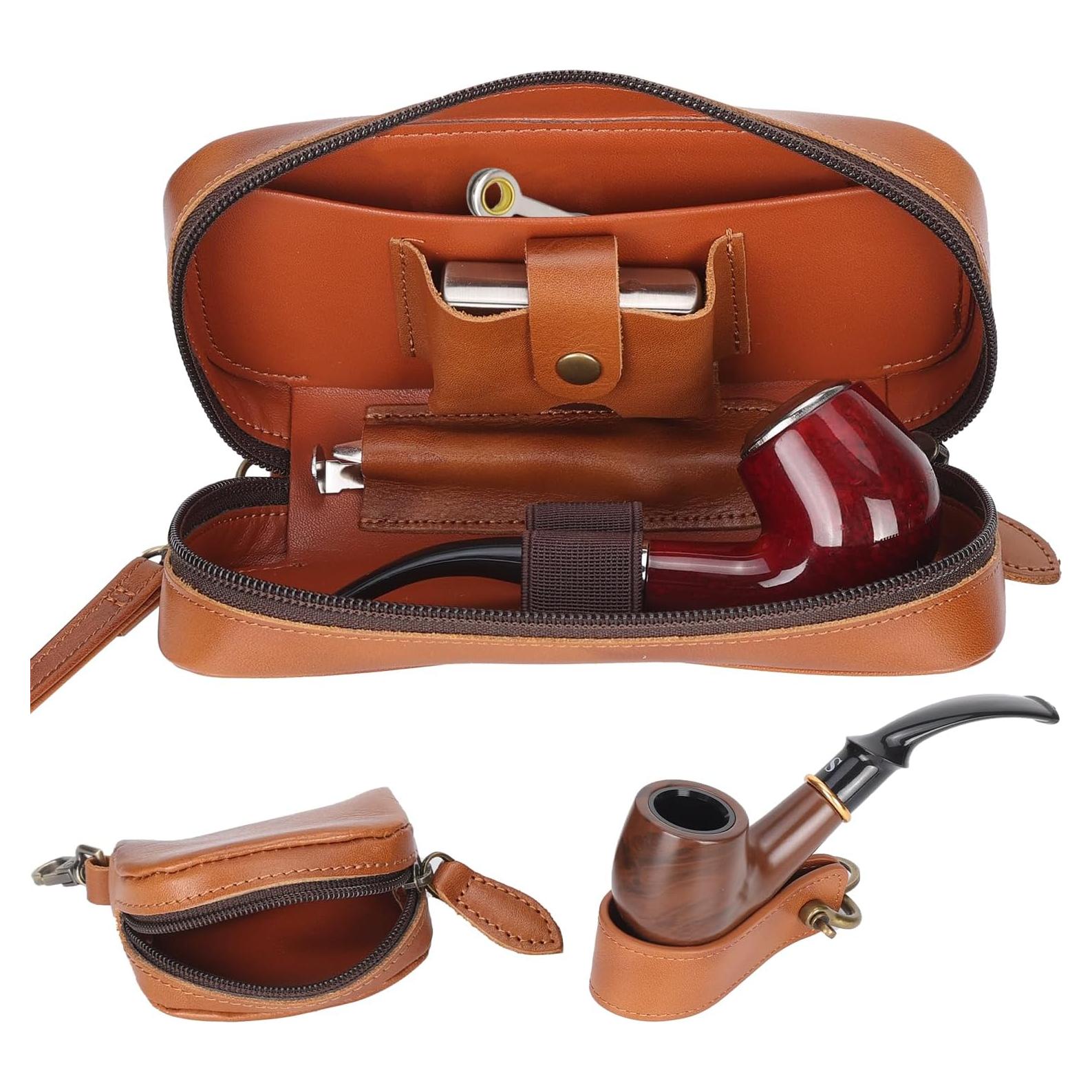 Estuche de Pipas STAR VISTA Marco de Piel Premium con Soporte