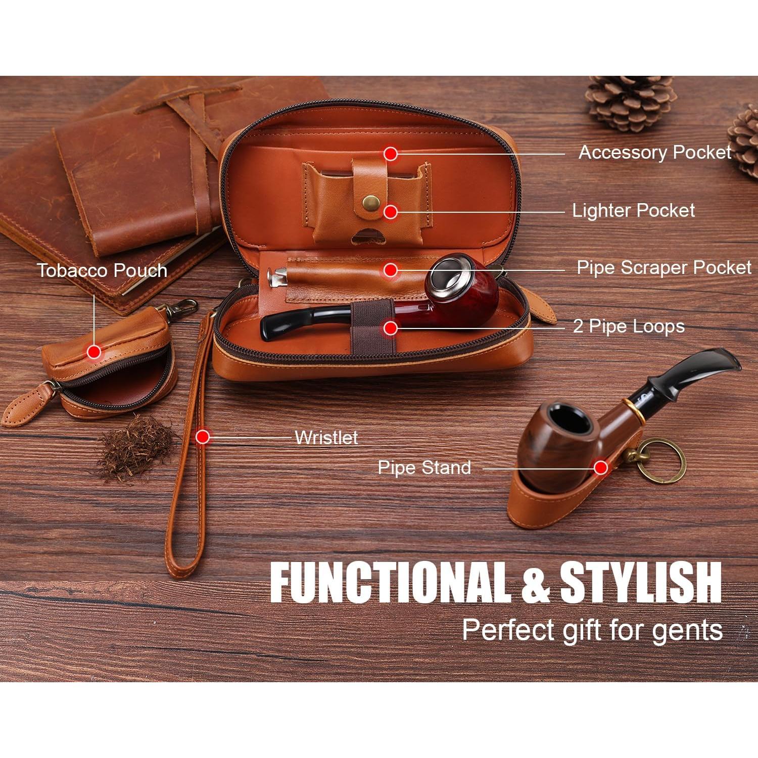 Estuche de Pipas STAR VISTA Marco de Piel Premium con Soporte