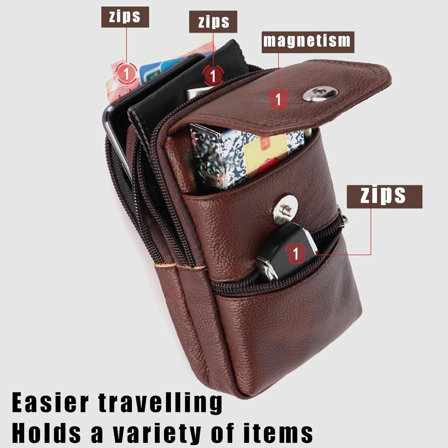 Funda de Cigarrillos de Cuero YIUWLMN Marrón Oscuro 19x11x6cm