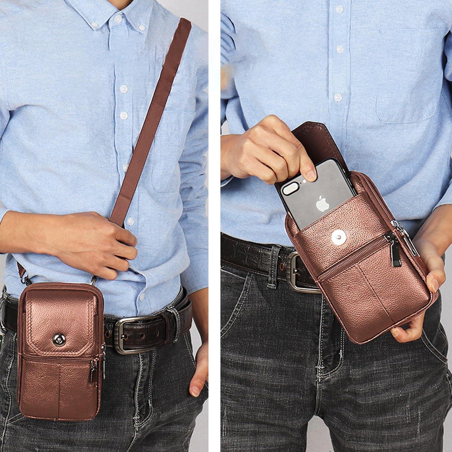 Funda de Cigarrillos de Cuero YIUWLMN Marrón Oscuro 19x11x6cm