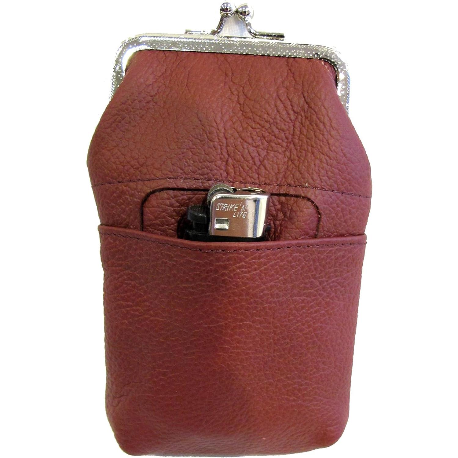 Funda de cigarrillos de cuero EL PACK LEATHER Vino 100% genuino