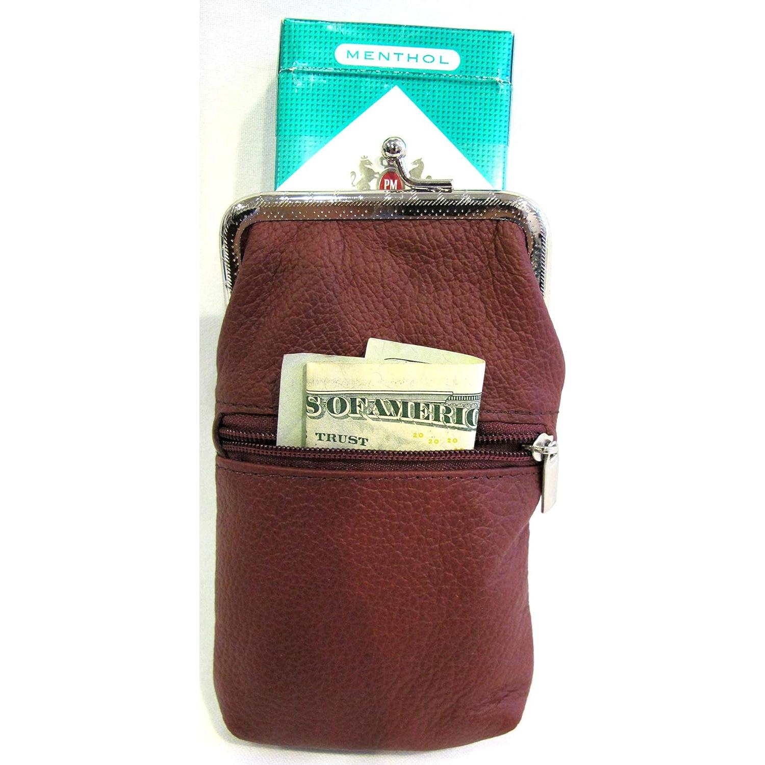 Funda de cigarrillos de cuero EL PACK LEATHER Vino 100% genuino