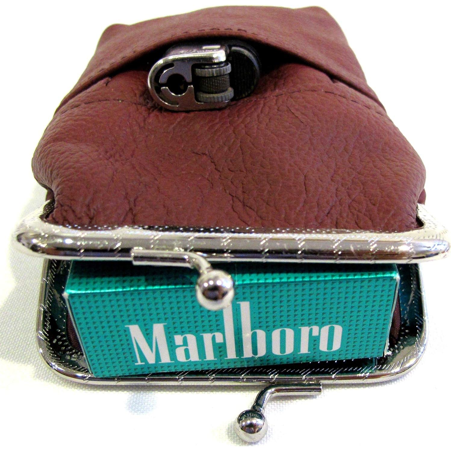 Funda de cigarrillos de cuero EL PACK LEATHER Vino 100% genuino