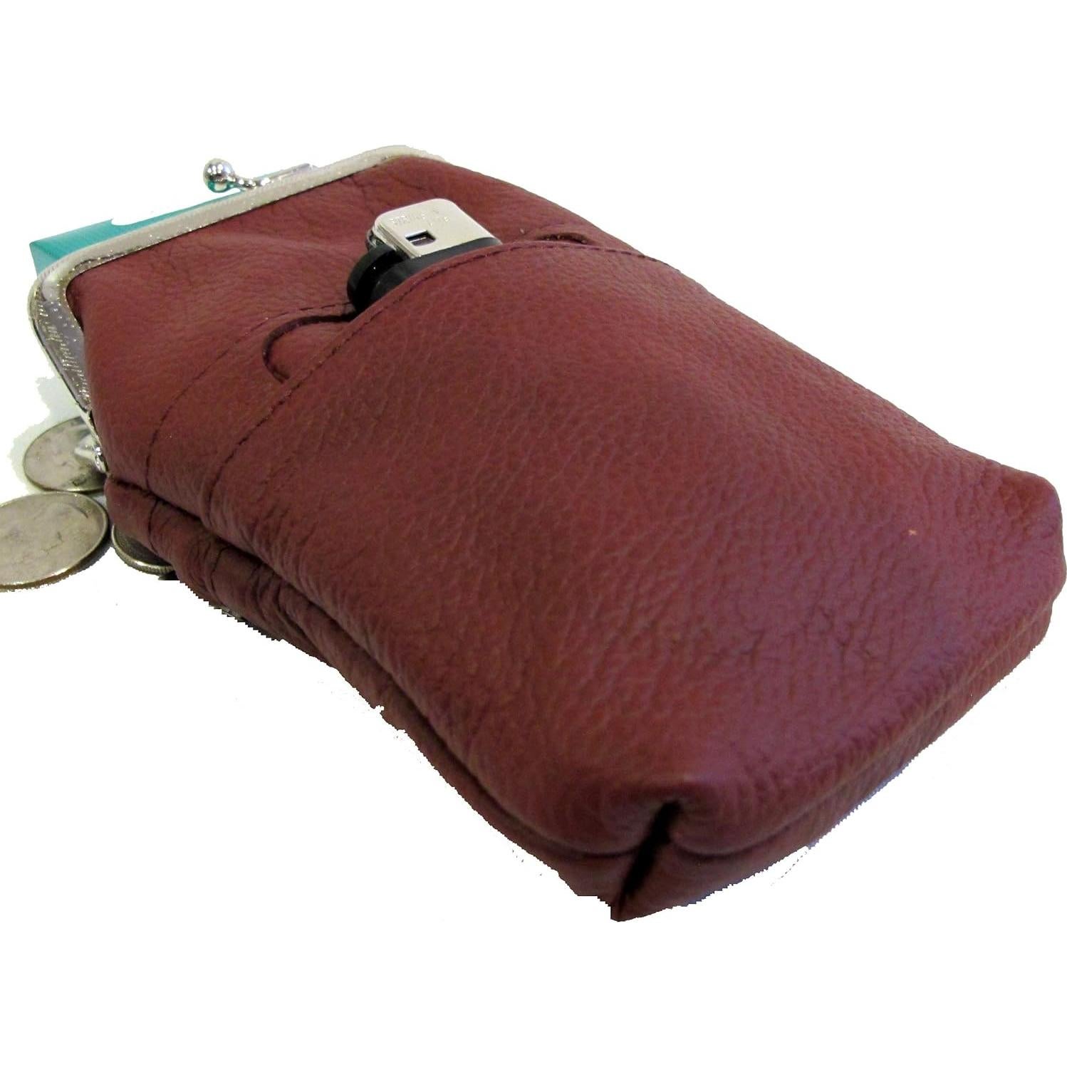Funda de cigarrillos de cuero EL PACK LEATHER Vino 100% genuino