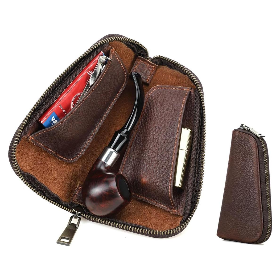 Bolsa de Tabaco de Cuero SHI HUAN Compacta 18x10x3 cm