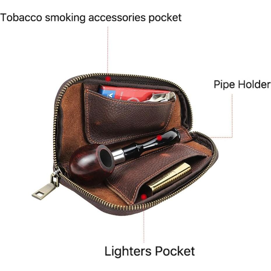 Bolsa de Tabaco de Cuero SHI HUAN Compacta 18x10x3 cm