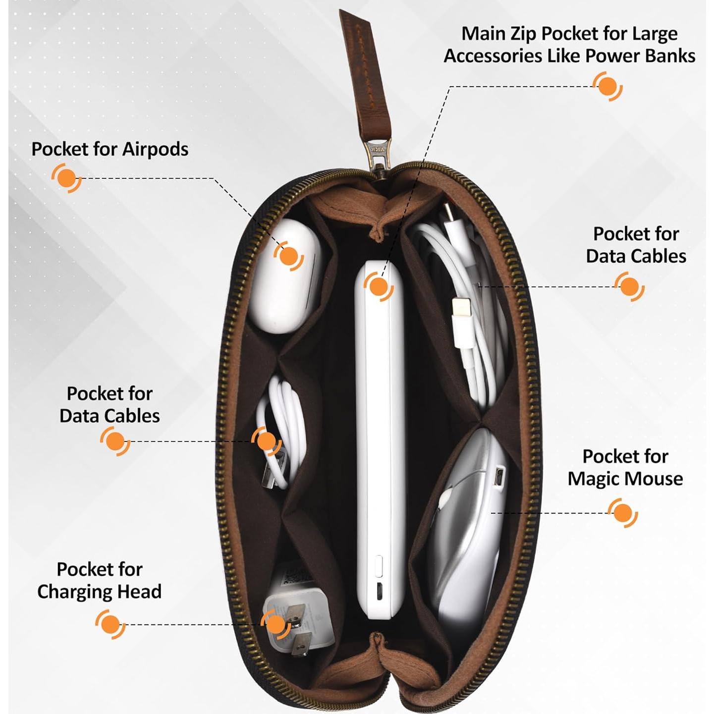 Bolsa de Tecnología de Cuero Nutuch para Cables y Accesorios