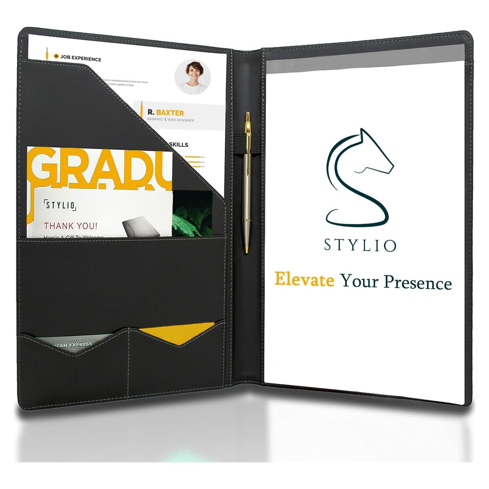 Carpeta Organizadora Portfolio Stylio Negro Cuero Sintético