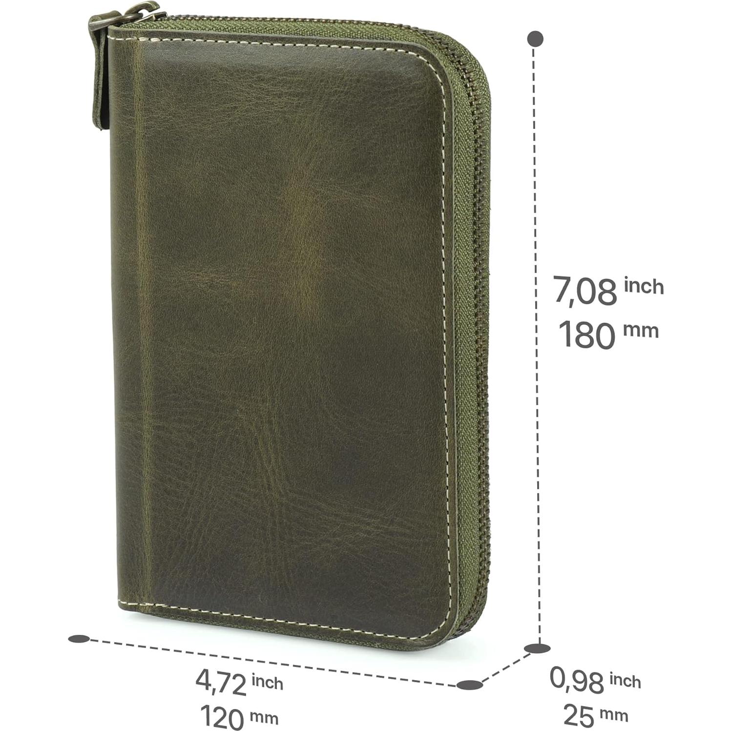 Carpeta de Cuero Genuino Londo con Soporte para Lápiz y Cierre