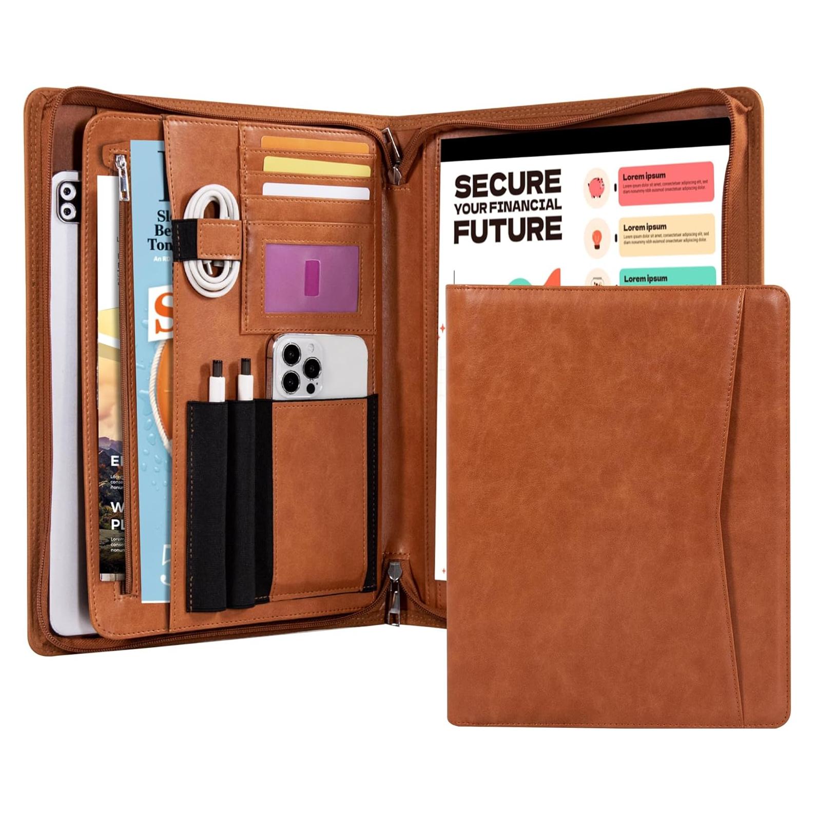 Carpeta de Cuero Calfinder con Cremallera - Portafolio Profesional