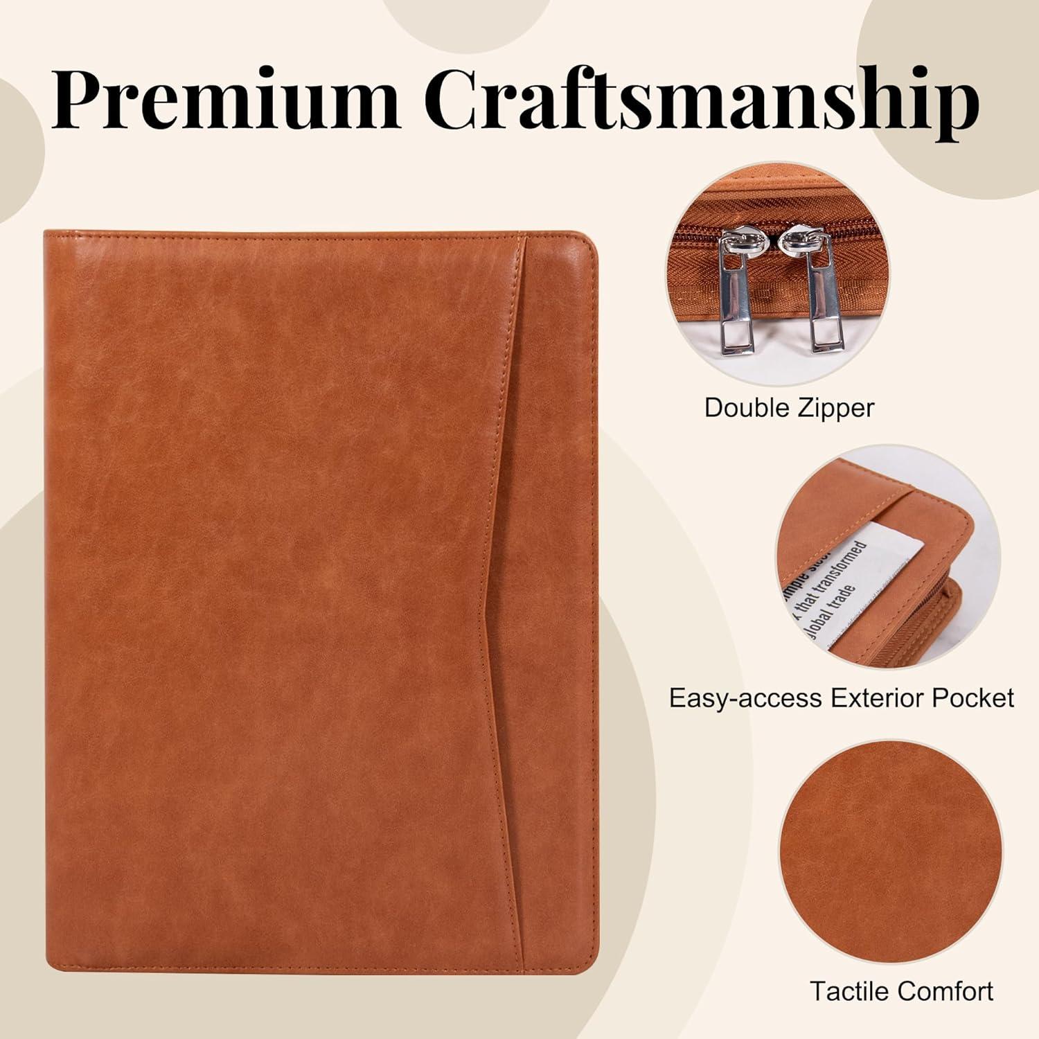 Carpeta de Cuero Calfinder con Cremallera - Portafolio Profesional