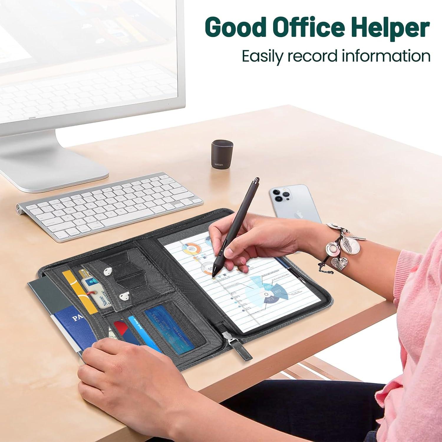 Carpeta de Currículum con Cremallera AKAYOK - Cuero Sintético Negro