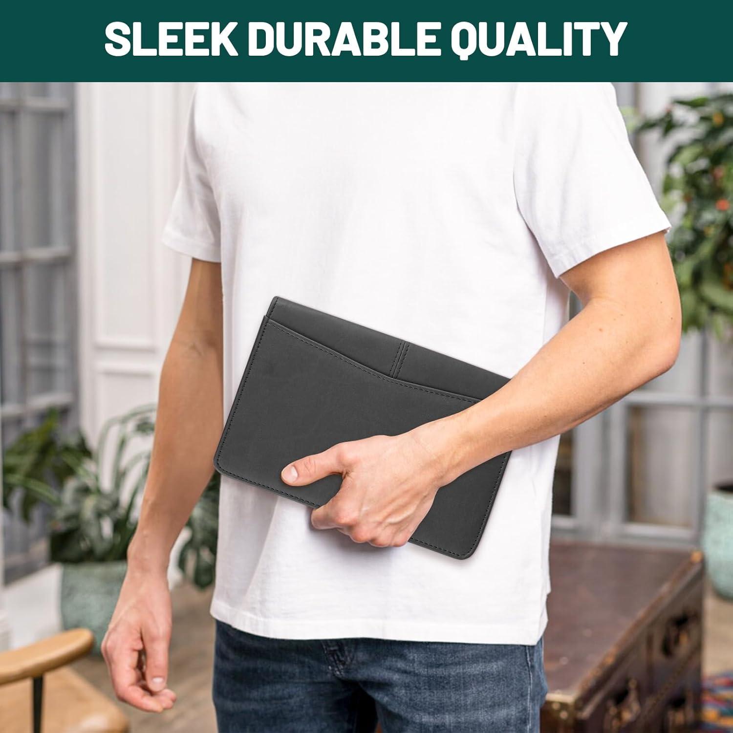 Carpeta de Currículum con Cremallera AKAYOK - Cuero Sintético Negro