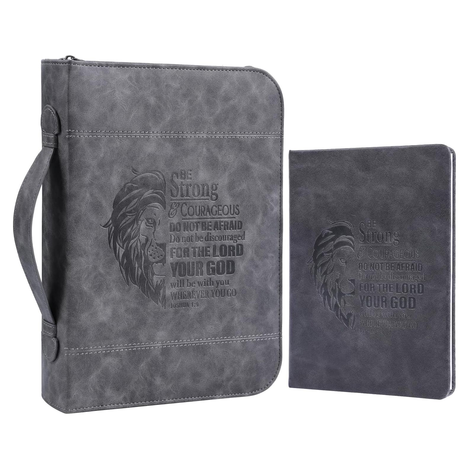 Estuche para Biblia Faithful Hers con cuaderno y bolsa - Gris