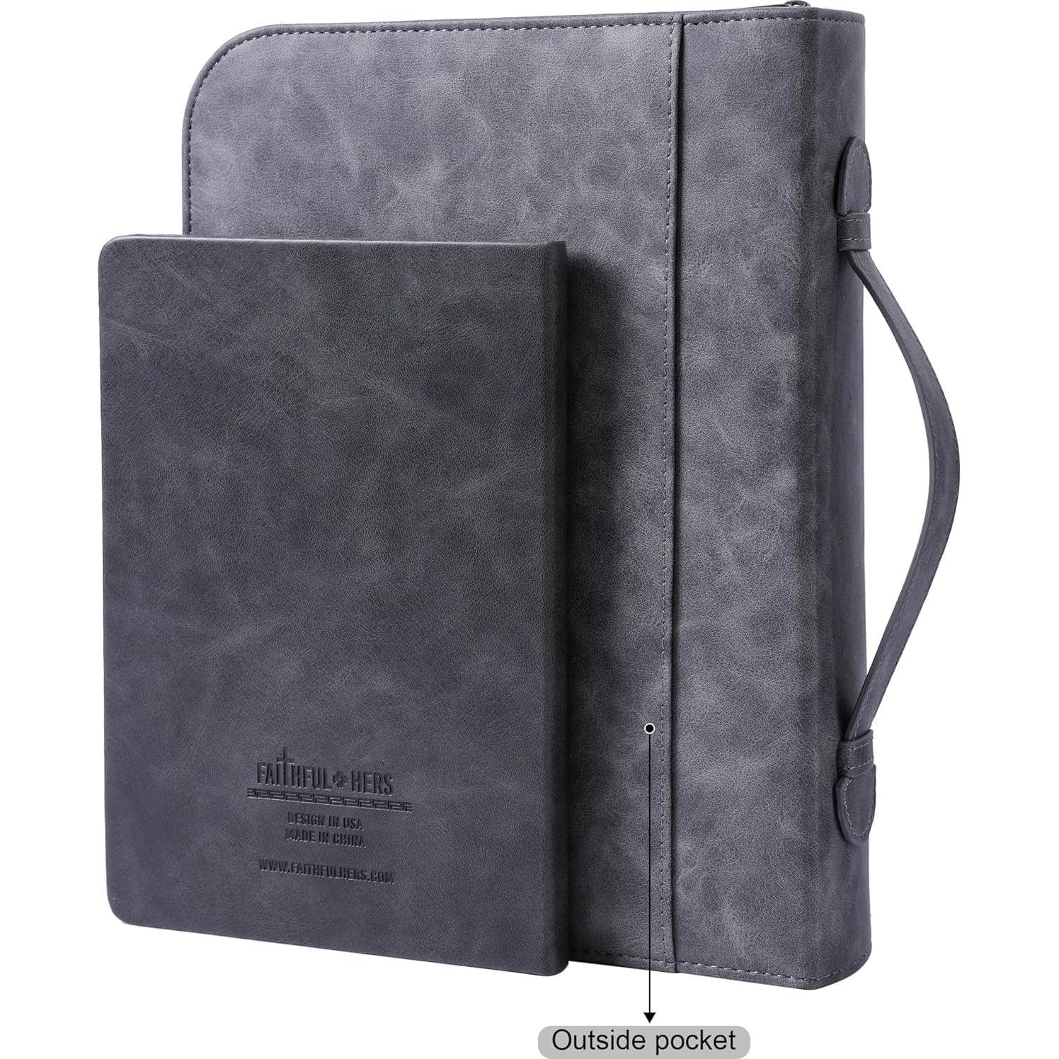 Estuche para Biblia Faithful Hers con cuaderno y bolsa - Gris