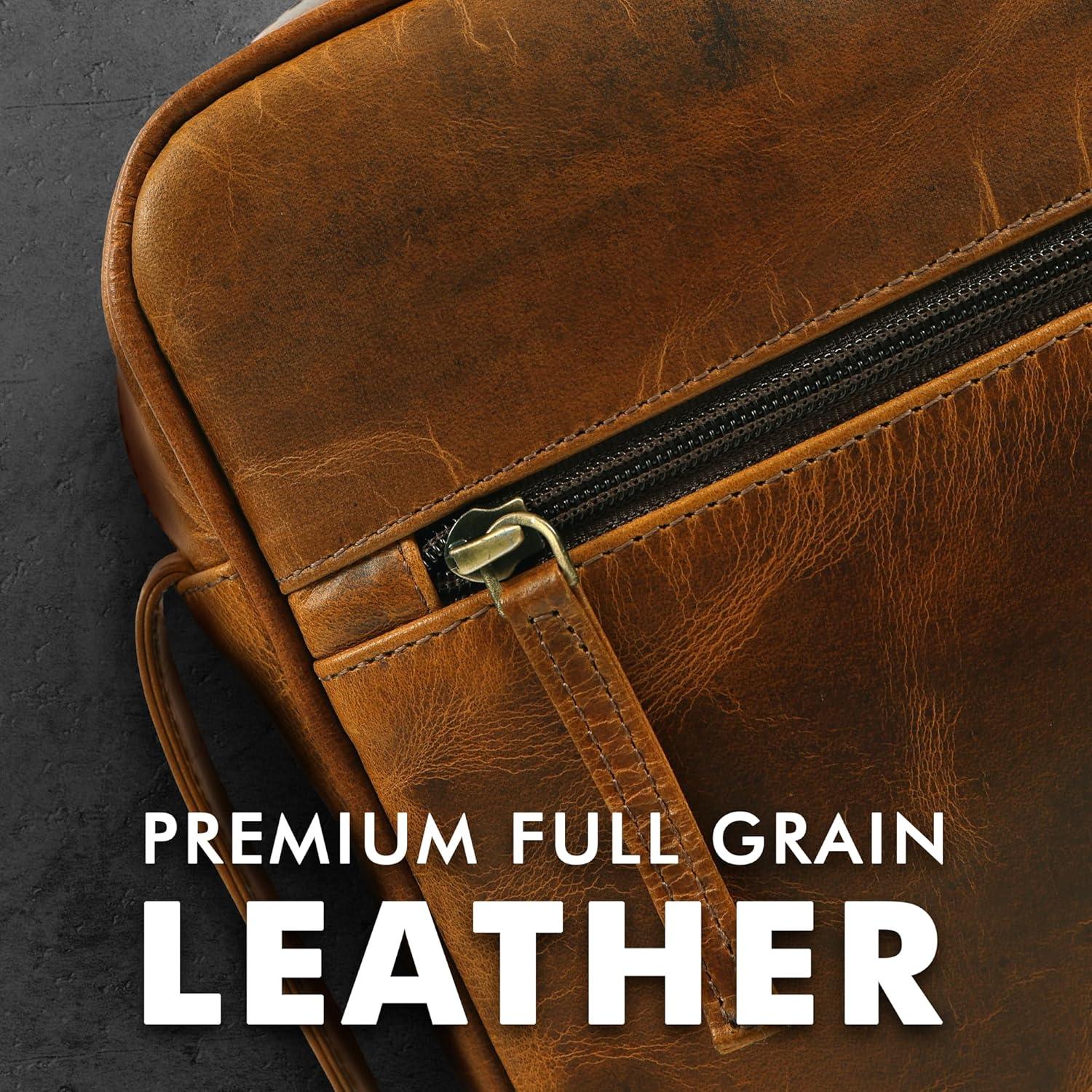 Funda de Biblia de Cuero ELIZO Grande Marrón Antiguo con Cremallera