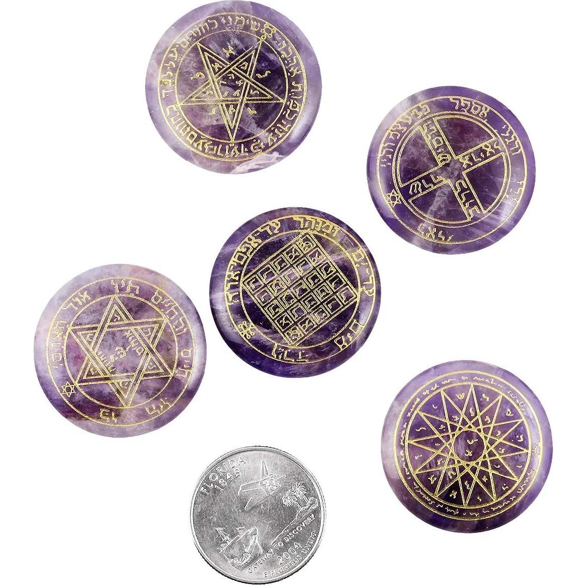 Juego de Runas de Cristal Sanador Rockcloud - 5 Pcs Amatista