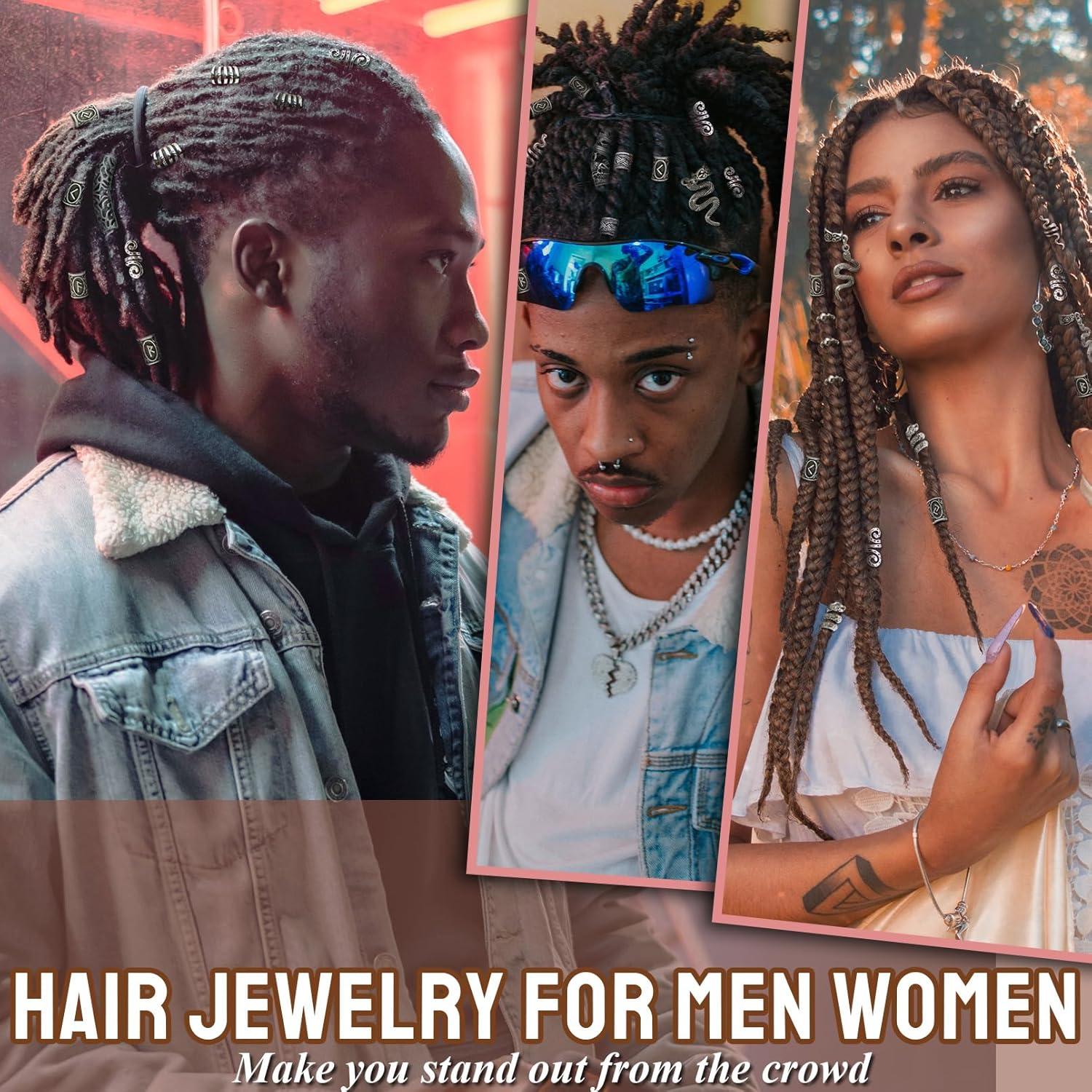 Kit de Joyería Vikinga Fscwlmon 207 Piezas Accesorios para Cabello y Barba