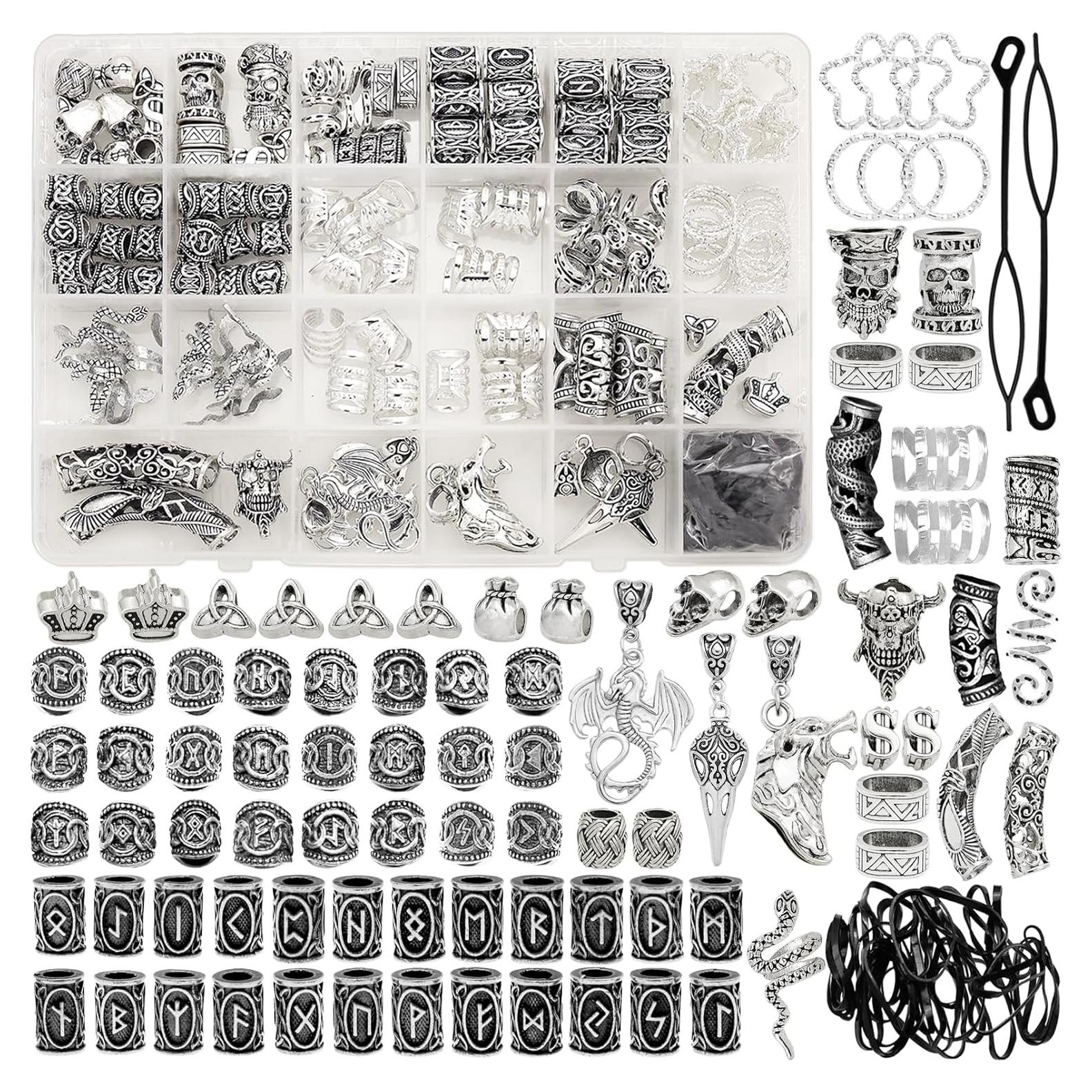 215 Accesorios Vikingos para Dreadlocks Fscwlmon - Plata