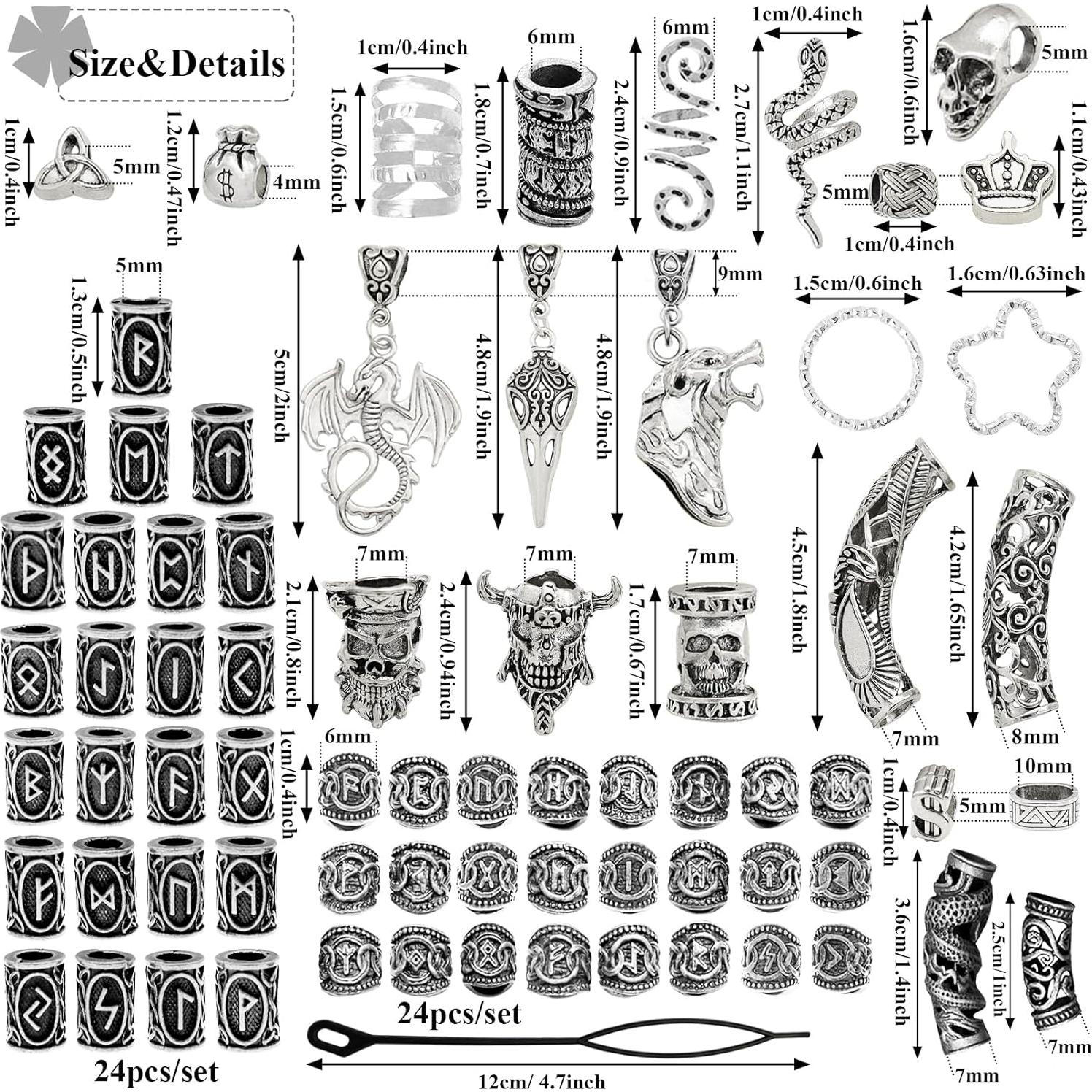 215 Accesorios Vikingos para Dreadlocks Fscwlmon - Plata