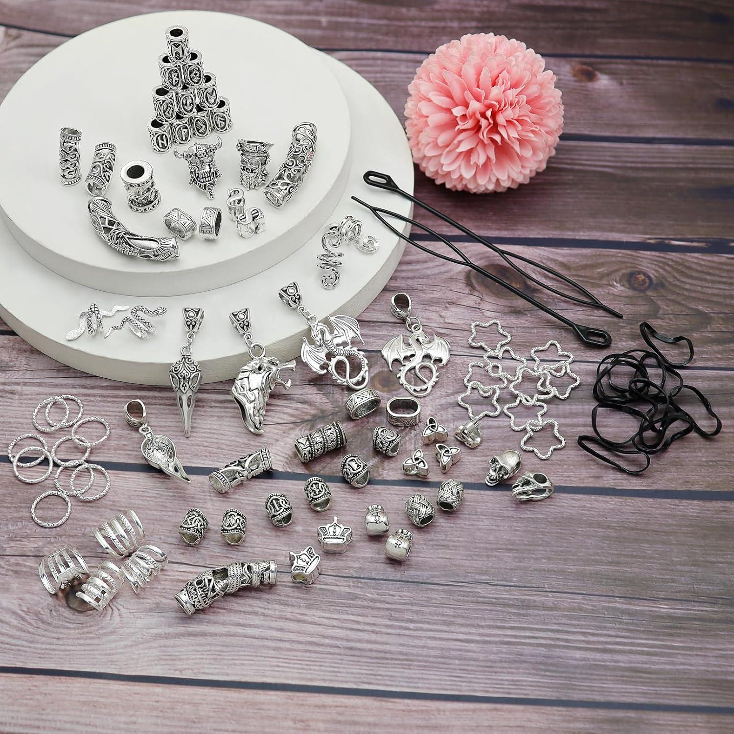 215 Accesorios Vikingos para Dreadlocks Fscwlmon - Plata