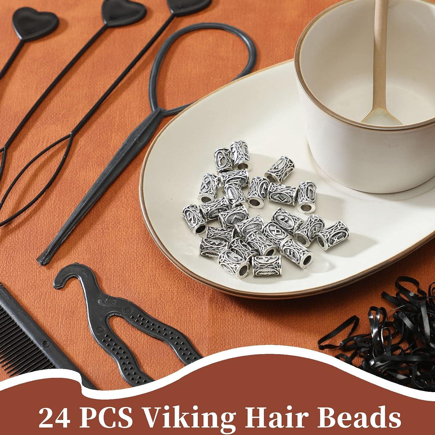 Geosar 24 Pcs Accesorios para Cabello Vikingos Plata DIY