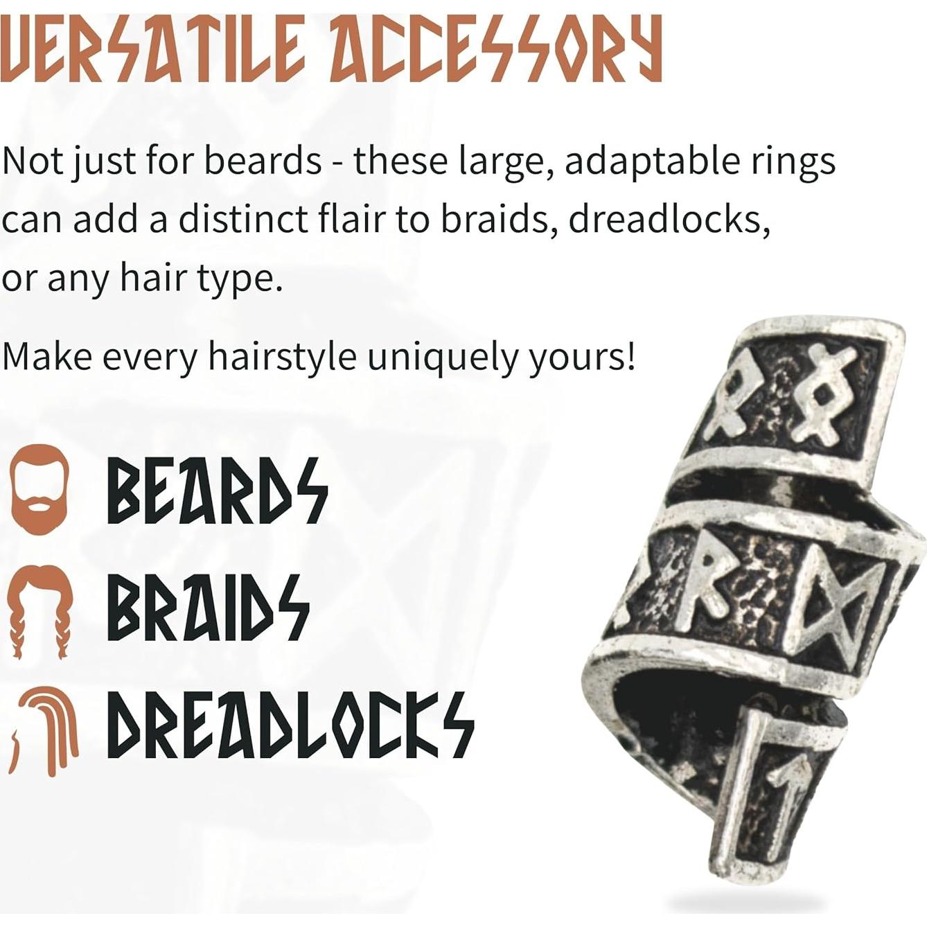Juego de Anillos para Barba Vikinga - 8 Anillos Nórdicos