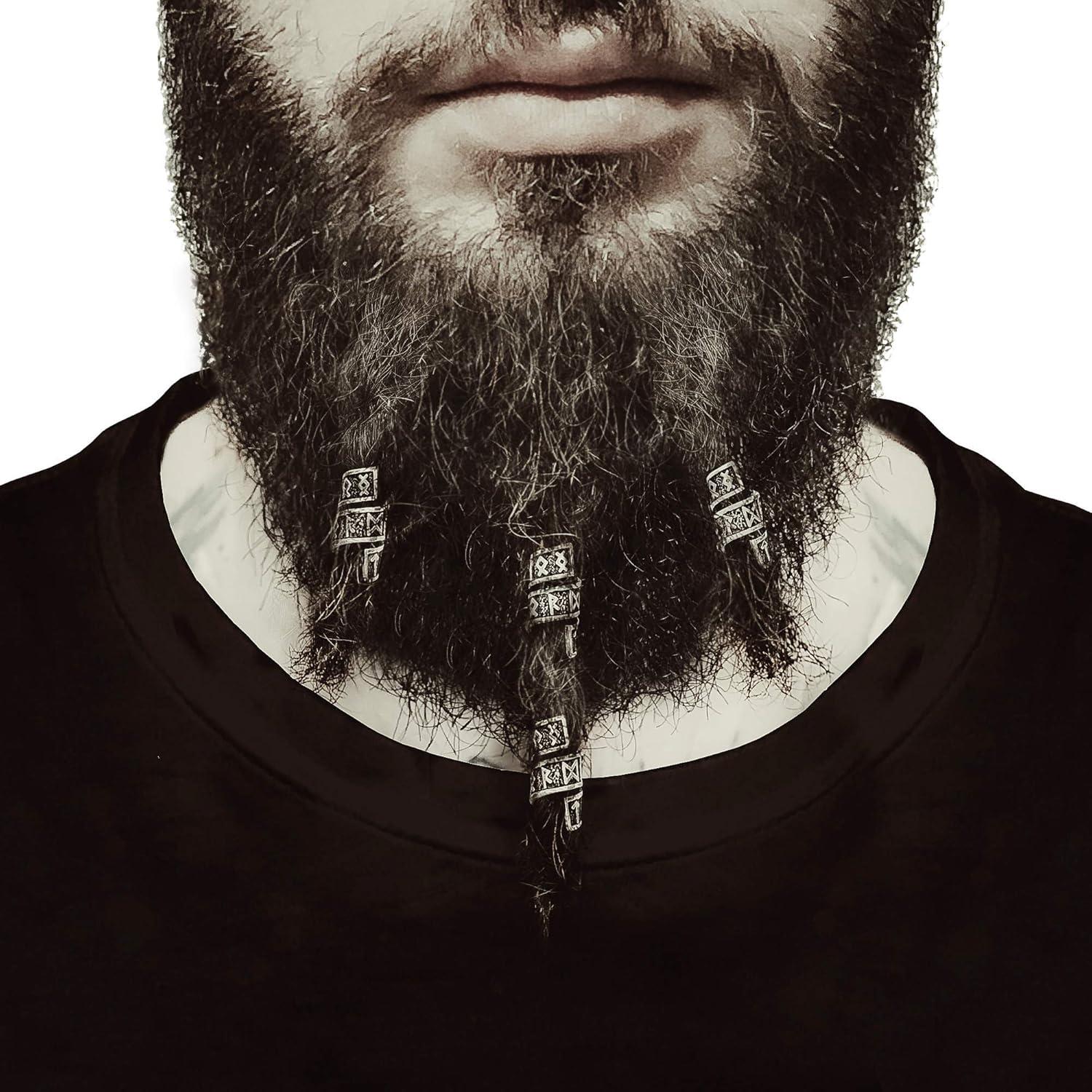 Juego de Anillos para Barba Vikinga - 8 Anillos Nórdicos