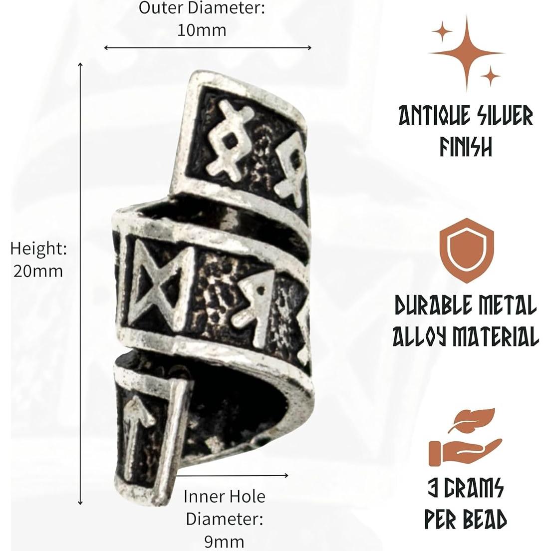 Juego de Anillos para Barba Vikinga - 8 Anillos Nórdicos