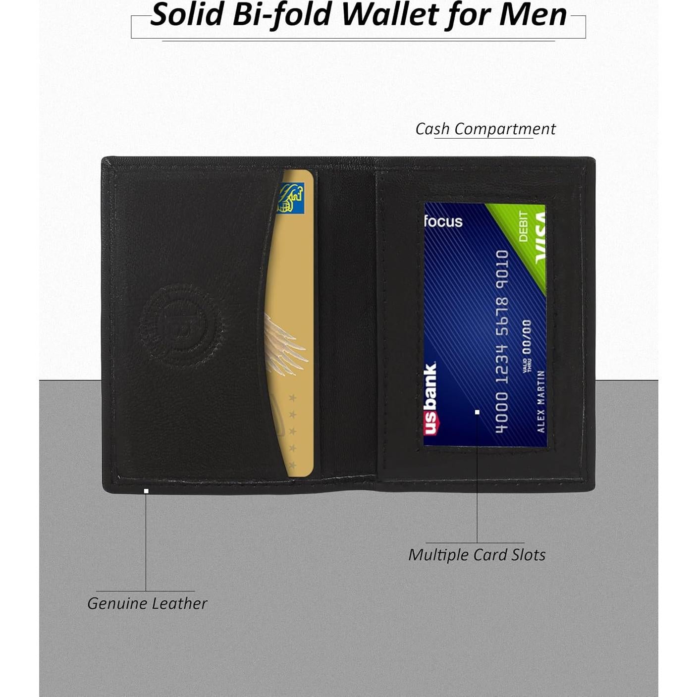 Cartera Bifold Slim de Cuero Genuine Leatherboss Negra - Compacta