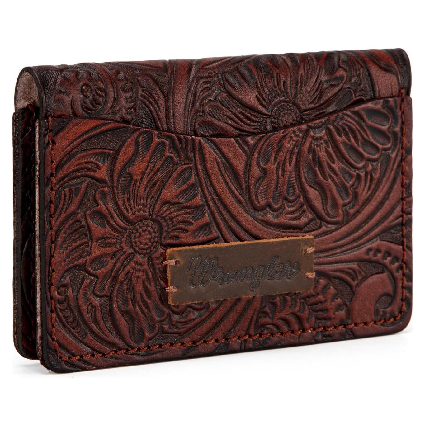 Cartera de Tarjetas Wrangler Cuero Vintage Café 10.16x6.35 cm