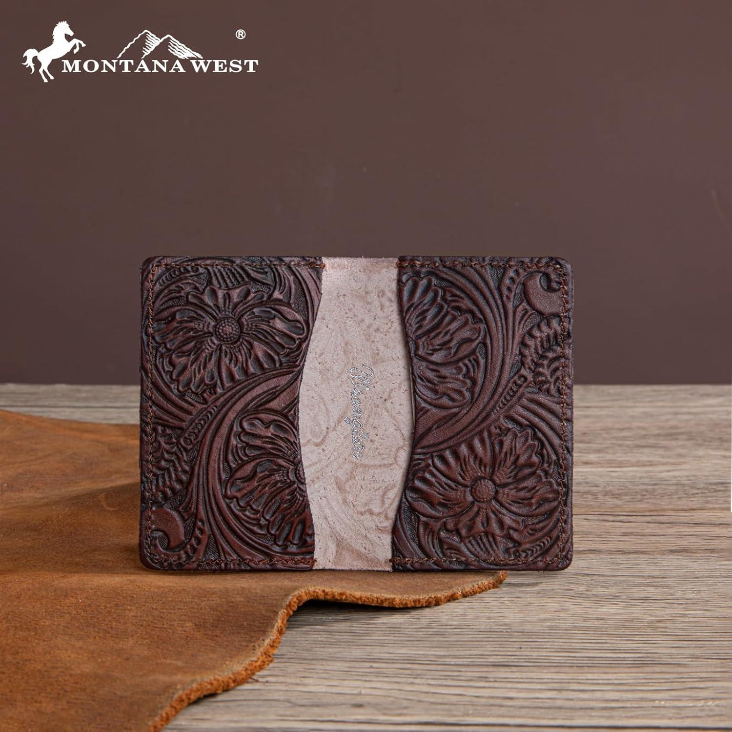 Cartera de Tarjetas Wrangler Cuero Vintage Café 10.16x6.35 cm