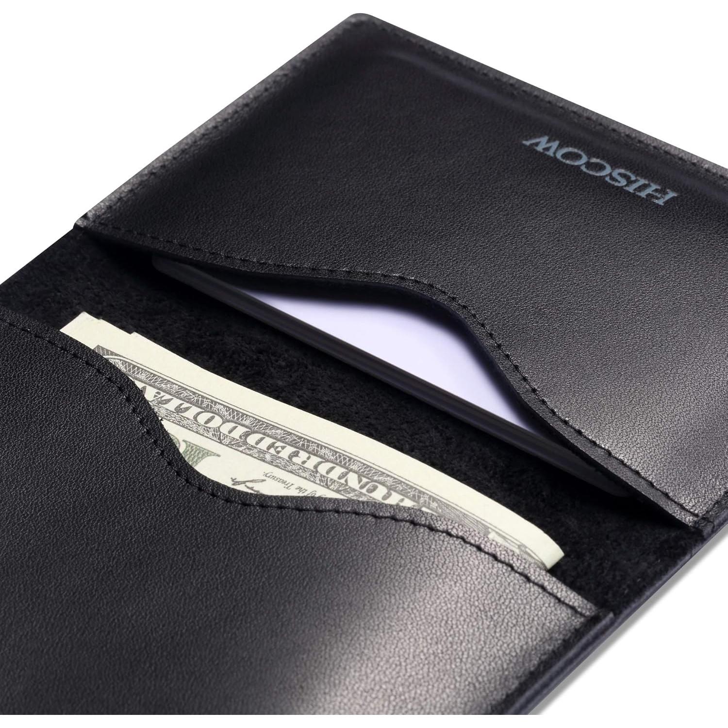 Portatarjetas Delgado HISCOW de Cuero Italiano - Negro